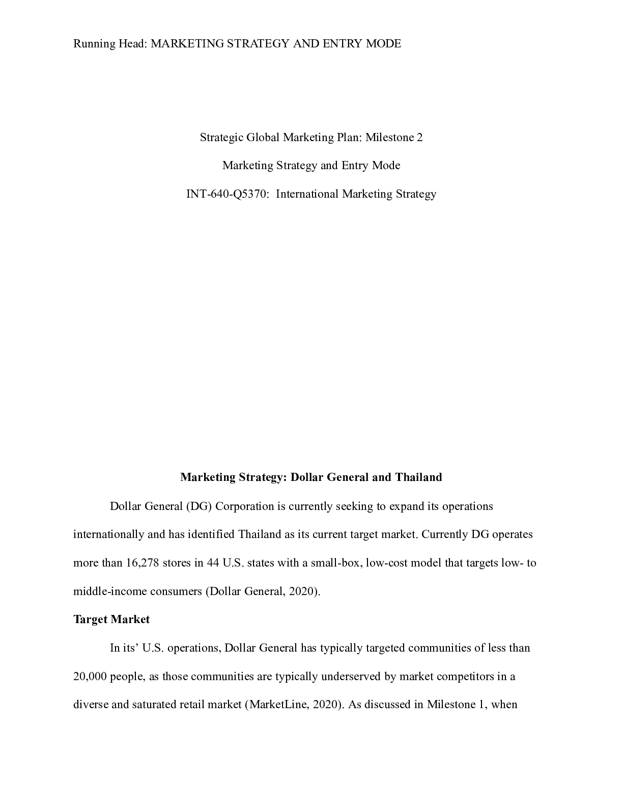 Preview image for INT 640 Milestone 2|    Strategic Global Marketing Plan: Milestone 2  Marketing Strate